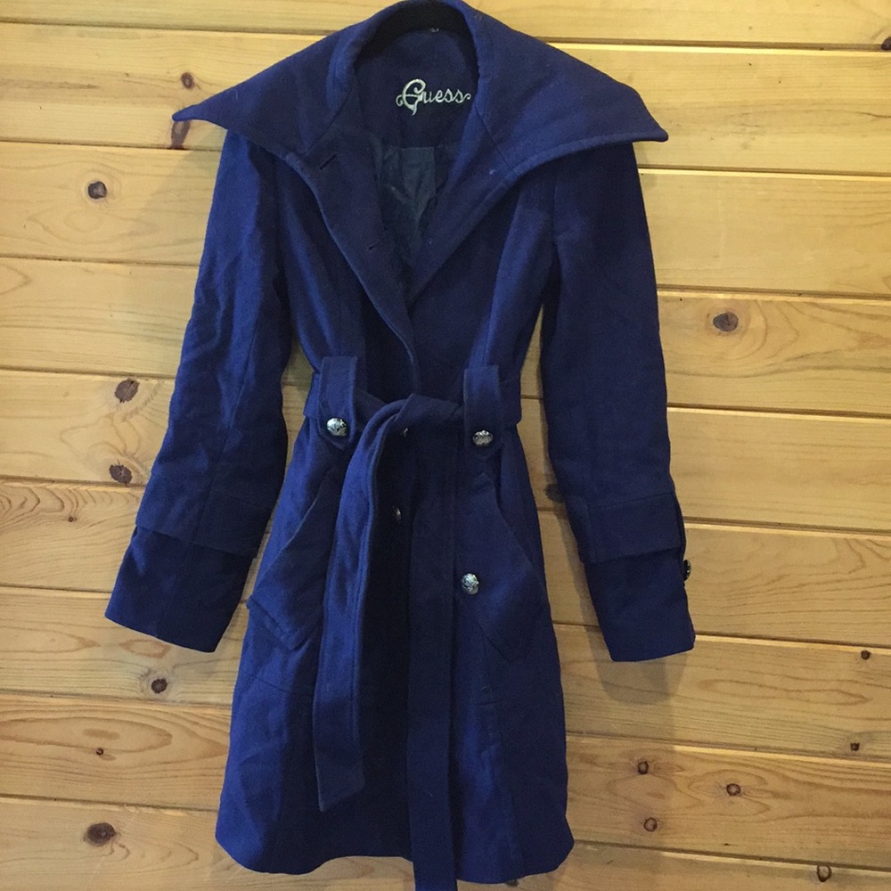 Stunning Guess royal blue pea coat size small